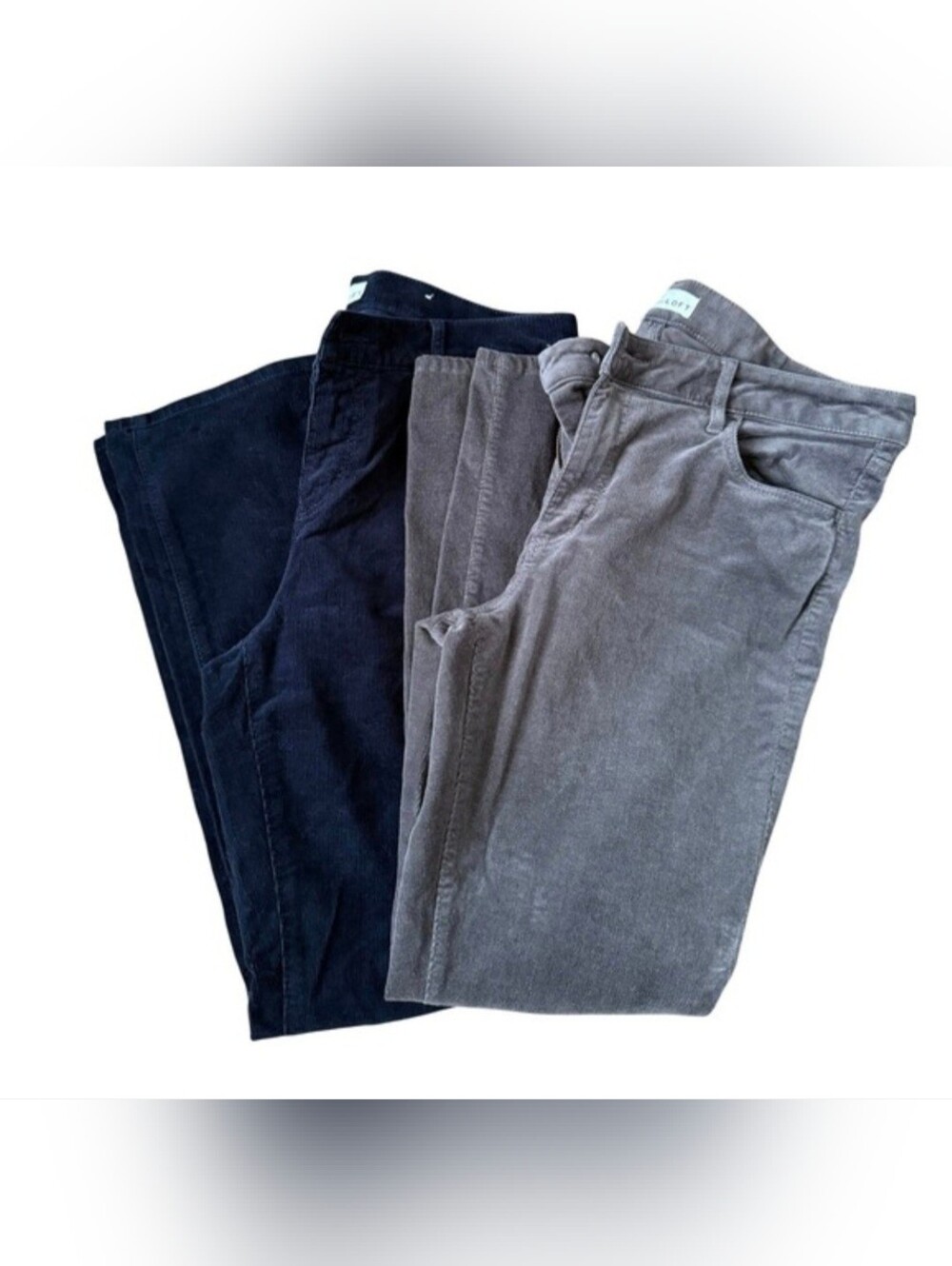 LOFT Women's Corduroy Curvy Skinny Jeans Size 30/10 2 Pack Blue and Gray